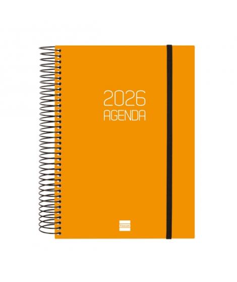 Finocam Opaque Agenda de Espiral en Catalan - Anual 2026 - Tapa Ligera - Cierre con Goma Elastica - Formato E10 - 175x29x212mm -