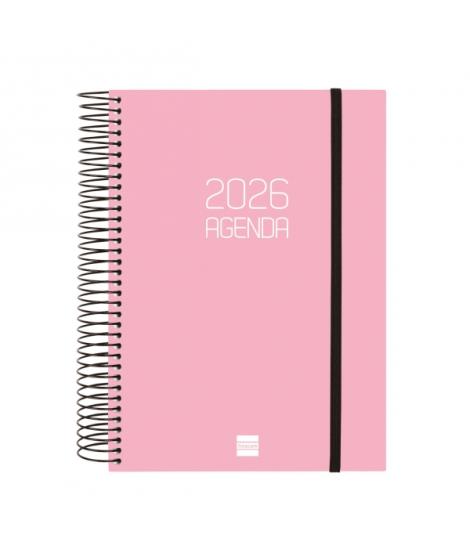 Finocam Opaque Agenda de Espiral en Catalan - Anual 2026 - Tapa Ligera - Cierre con Goma Elastica - Formato E10 - 175x29x212mm -