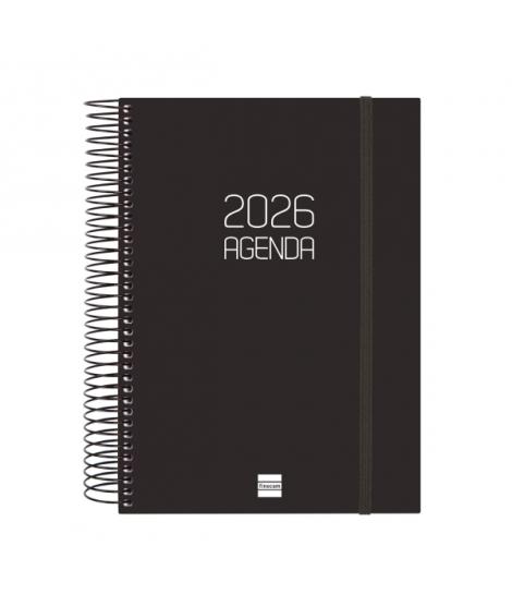 Finocam Opaque Agenda de Espiral en Catalan - Anual 2026 - Tapa Ligera - Cierre con Goma Elastica - Formato E10 - 175x29x212mm -