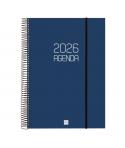 Finocam Opaque Agenda de Espiral en Catalan - Anual 2026 - Tapa Ligera - Cierre con Goma Elastica - Formato E40 - 230x29x297mm -