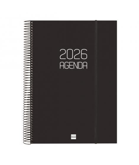 Finocam Opaque Agenda de Espiral en Catalan - Anual 2026 - Tapa Ligera - Cierre con Goma Elastica - Formato E40 - 230x29x297mm -