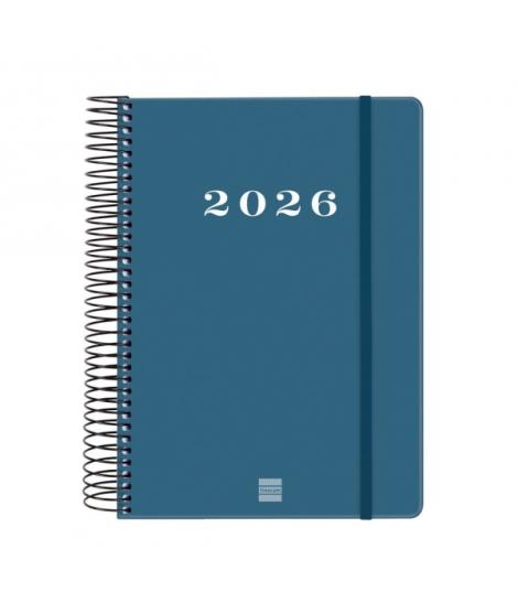 Finocam My Agenda de Espiral - Anual 2026 - Tapa Dura Antirayaduras - Formato E10 - 185x20x212mm - 1 Dia por Pagina - Color Azul