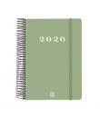 Finocam My Agenda de Espiral - Anual 2026 - Tapa Dura Antirayaduras - Formato E10 - 185x20x212mm - 1 Dia por Pagina - Color Verd