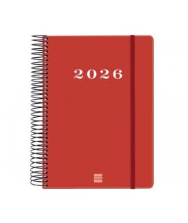 Finocam My Agenda de Espiral - Anual 2026 - Tapa Dura Antirayaduras - Formato E10 - 185x20x212mm - 1 Dia por Pagina - Color Rojo