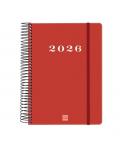 Finocam My Agenda de Espiral - Anual 2026 - Tapa Dura Antirayaduras - Formato E10 - 185x20x212mm - 1 Dia por Pagina - Color Rojo
