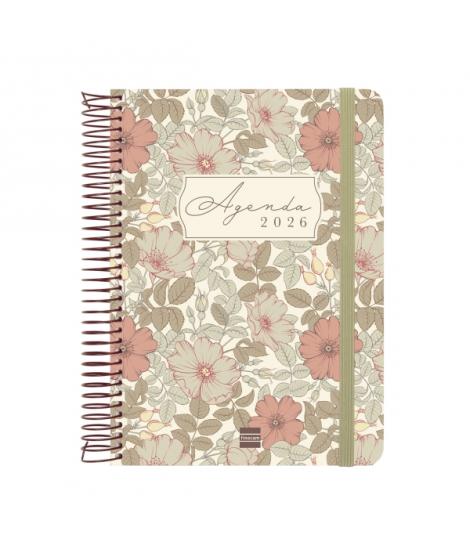 Finocam Cloe Agenda de Espiral - Anual 2026 - Planificador - Cierre de Goma - Formato E10 - 175x28x214mm - 1 Dia por Pagina - Co