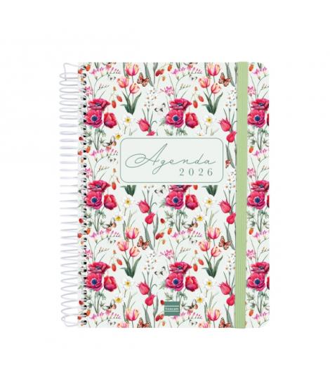 Finocam Cloe Agenda de Espiral en Catalan - Anual 2026 - Planificador - Cierre de Goma - Formato E10 - 175x28x214mm - 1 Dia por 