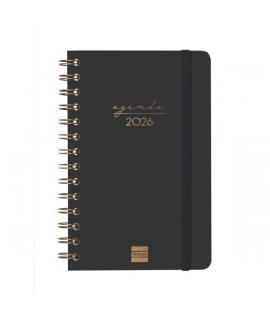 Finocam Alma Agenda - Anual 2026 - con Espiral - Formato E5 - 131x19x190mm - Semana Vista Horizontal - Color Negro
