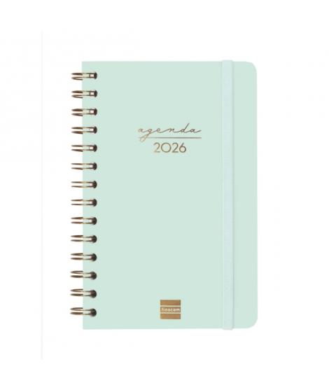 Finocam Alma Agenda - Anual 2026 - con Espiral - Formato E5 - 131x19x190mm - Semana Vista Horizontal - Color Menta