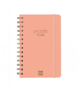Finocam Alma Agenda - Anual 2026 - con Espiral - Formato E5 - 131x19x190mm - Semana Vista Horizontal - Color Coral