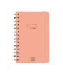Finocam Alma Agenda - Anual 2026 - con Espiral - Formato E5 - 131x19x190mm - Semana Vista Horizontal - Color Coral