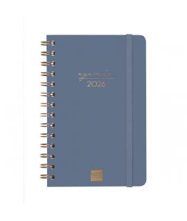 Finocam Alma Agenda en Catalan - Anual 2026 - con Espiral - Formato E5 - 131x19x190mm - Semana Vista Horizontal - Color Azul