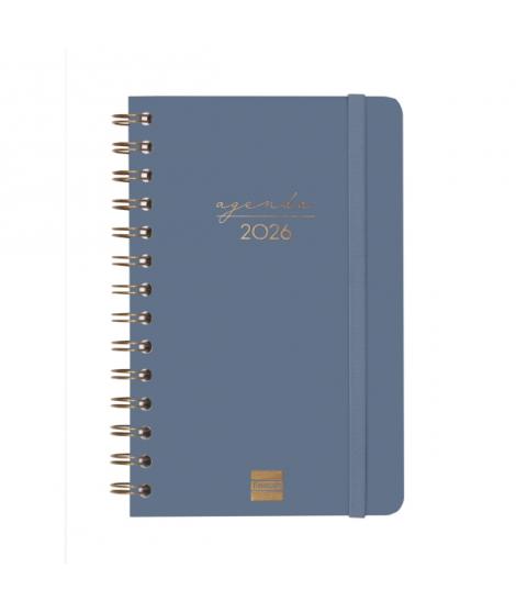 Finocam Alma Agenda en Catalan - Anual 2026 - con Espiral - Formato E5 - 131x19x190mm - Semana Vista Horizontal - Color Azul