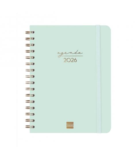 Finocam Alma Agenda - Anual 2026 - con Espiral - Formato E10 - 172x19x220mm - Semana Vista Horizontal - Color Menta