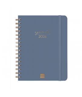 Finocam Alma Agenda - Anual 2026 - con Espiral - Formato E10 - 172x19x220mm - Semana Vista Horizontal - Color Azul