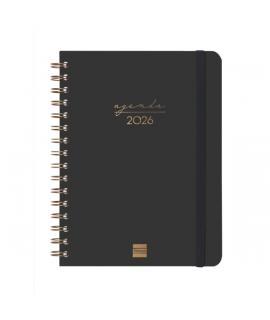 Finocam Alma Agenda en Catalan - Anual 2026 - con Espiral - Formato E10 - 172x19x220mm - Semana Vista Horizontal - Color Negro