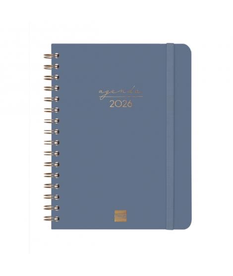 Finocam Alma Agenda en Catalan - Anual 2026 - con Espiral - Formato E10 - 172x19x220mm - Semana Vista Horizontal - Color Azul