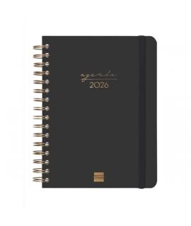 Finocam Alma Agenda - Anual 2026 - con Espiral - Formato E10 - 180x30x220mm - 1 Dia por Pagina - Color Negro