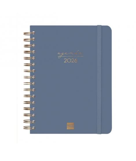 Finocam Alma Agenda - Anual 2026 - con Espiral - Formato E10 - 180x30x220mm - 1 Dia por Pagina - Color Azul
