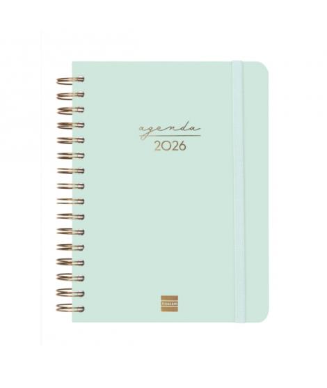 Finocam Alma Agenda en Catalan - Anual 2026 - con Espiral - Formato E10 - 180x30x220mm - 1 Dia por Pagina - Color Menta
