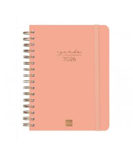 Finocam Alma Agenda en Catalan - Anual 2026 - con Espiral - Formato E10 - 180x30x220mm - 1 Dia por Pagina - Color Coral