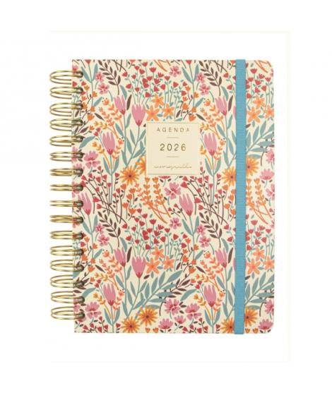 Finocam Moniquilla Agenda de Espiral - Anual 2026 - Planificador - Cierre de Goma - Formato E10 - 155X212mm - 1 Dia por Pagina -