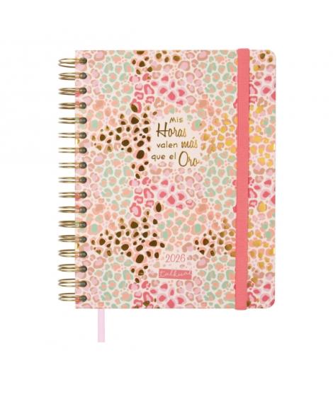 Finocam Talkual Agenda de Espiral - Anual 2026 - Tapa Dura - Cierre de Goma - Formato 1/4 - 155x217mm - Semana Vista Horizontal 