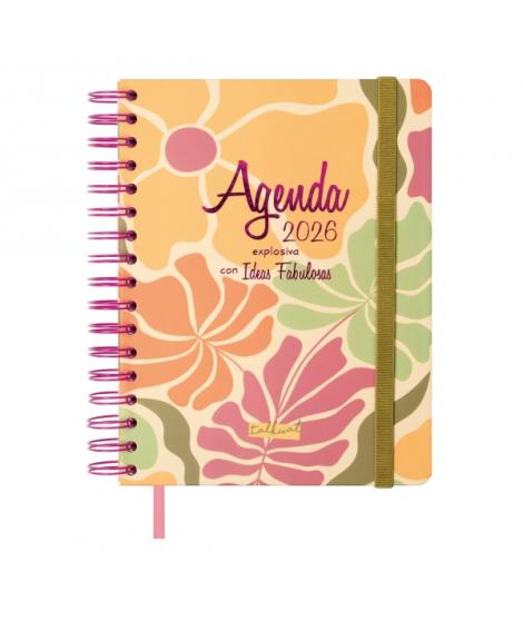 Finocam Talkual Agenda de Espiral - Anual 2026 - Tapa Dura - Cierre de Goma - Formato 1/4 - 155x217mm - Semana Vista Horizontal 