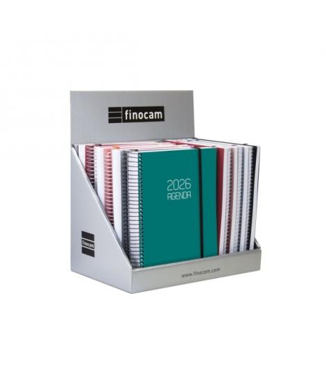 Finocam Expositor con 15 Agendas de Espiral Surtidas en Catalan - Anual 2026 - Formato E10 - Color Surtidos