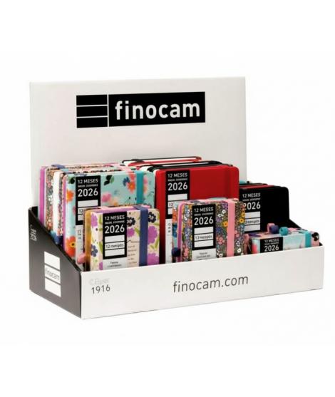 Finocam Minimal Design Expositor con 26 Agendas Minimal Surtidas - Anual 2026 - Color Surtidos