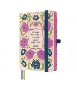 Finocam Minimal Design Agenda - Anual 2026 - Tapa Dura - Cierre con Goma Elastica - Formato M4 - 124x25x174mm - 1 Dia por Pagina