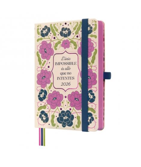 Finocam Minimal Design Agenda en Catalan - Anual 2026 - Tapa Dura - Cierre con Goma Elastica - Formato M4 - 124x25x174mm - 1 Dia