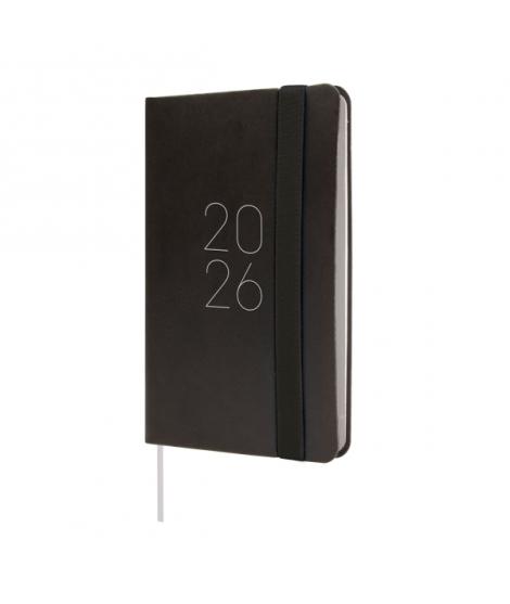 Finocam Flexi Lisa Agenda - Anual 2026 - Tapa Blanda - Formato F2 - 85x13x130mm - Semana Vista Horizontal - Color Negro