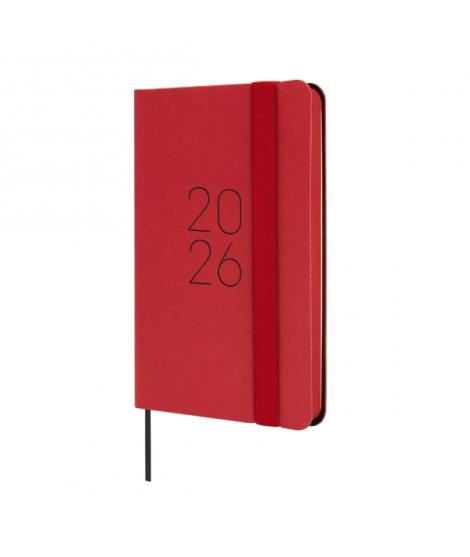 Finocam Flexi Lisa Agenda en Catalan - Anual 2026 - Tapa Blanda - Formato F2 - 85x13x130mm - Semana Vista Horizontal - Color Roj