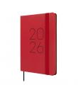 Finocam Flexi Lisa Agenda - Anual 2026 - Tapa Blanda - Formato F4 - 120x13x172mm - Semana Vista Horizontal - Color Rojo