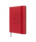 Finocam Flexi Lisa Agenda - Anual 2026 - Tapa Blanda - Formato F4 - 120x13x172mm - Semana Vista Horizontal - Color Rojo