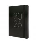 Finocam Flexi Lisa Agenda - Anual 2026 - Tapa Blanda - Formato FA5 - 151x13x214mm - Semana Vista en Vertical - Color Negro