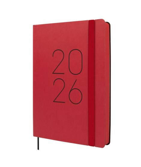 Finocam Flexi Lisa Agenda en Catalan - Anual 2026 - Tapa Blanda - Formato FA5 - 151x23x214mm - 1 Dia por Pagina - Color Rojo