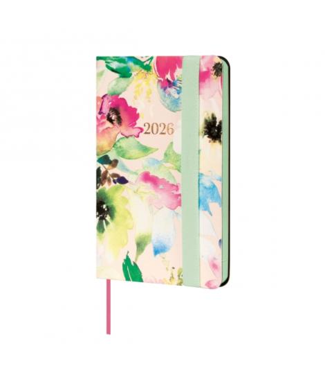 Finocam Flexi Joy Agenda - Anual 2026 - Tapa Blanda - Formato F2 - 85x13x130mm - Semana Vista Horizontal - Tematica de Flores