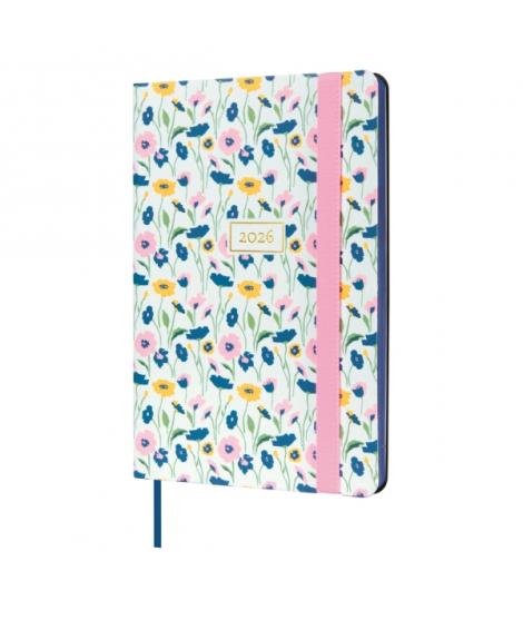 Finocam Flexi Joy Agenda - Anual 2026 - Tapa Blanda - Formato F4 - 120x13x172mm - Semana Vista Horizontal - Tematica de Flores