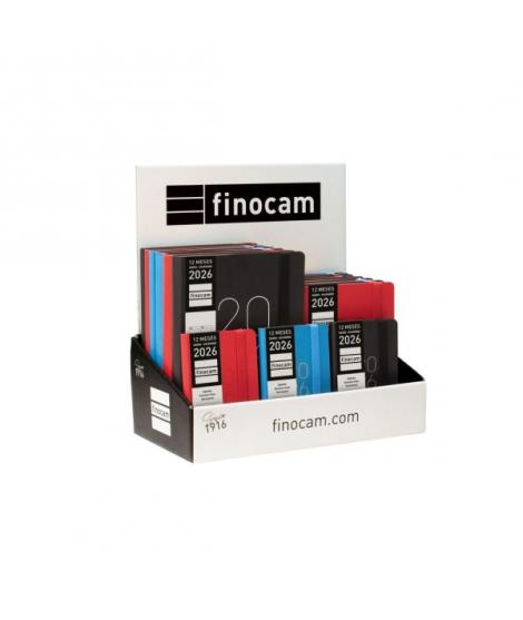 Finocam Flexi Lisa Expositor con 15 Agendas Surtidas - Anual 2026 - Tapa Blanda - Color Surtidos