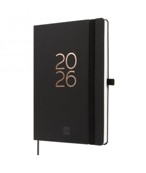 Finocam Capri Agenda Internacional - Anual 2026 - Formato FA5 - 153x13x214mm - Semana Vista en Vertical - Color Negro