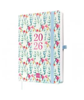 Finocam Capri Agenda Internacional - Anual 2026 - Formato FA5 - 153x23x214mm - 1 Dia por Pagina - Tematica de Flores