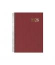 Dohe Segovia Agenda Anual Espiral - Dia Pagina - Sabado y Domingo misma Pagina - Tamaño 14x20cm - Color Burdeos