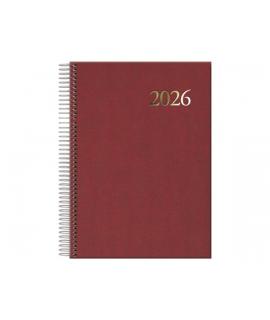 Dohe Segovia Agenda Anual Espiral - Dia Pagina - Sabado y Domingo misma Pagina - Tamaño 14x20cm - Color Burdeos