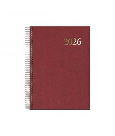 Dohe Segovia Agenda Anual Espiral - Dia Pagina - Sabado y Domingo misma Pagina - Tamaño 14x20cm - Color Burdeos