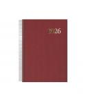 Dohe Segovia Agenda Anual Espiral - Dia Pagina - Sabado y Domingo misma Pagina - Tamaño 14x20cm - Color Burdeos