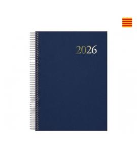 Dohe Segovia Agenda Anual Espiral en Catalan - Dia Pagina - Sabado y Domingo misma Pagina - Tamaño 14x20cm - Color Azul
