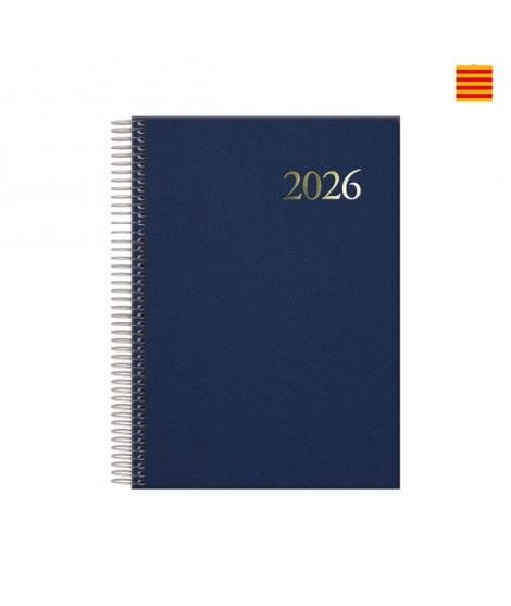 Dohe Segovia Agenda Anual Espiral en Catalan - Dia Pagina - Sabado y Domingo misma Pagina - Tamaño 14x20cm - Color Azul