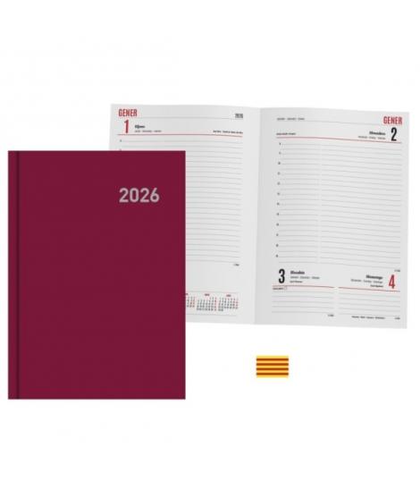 Ingraf Paris Agenda Anual en Catalan - Dia Pagina - Viernes, Sabado y Domingo misma Pagina - Tamaño 15x21cm - Color Burdeos